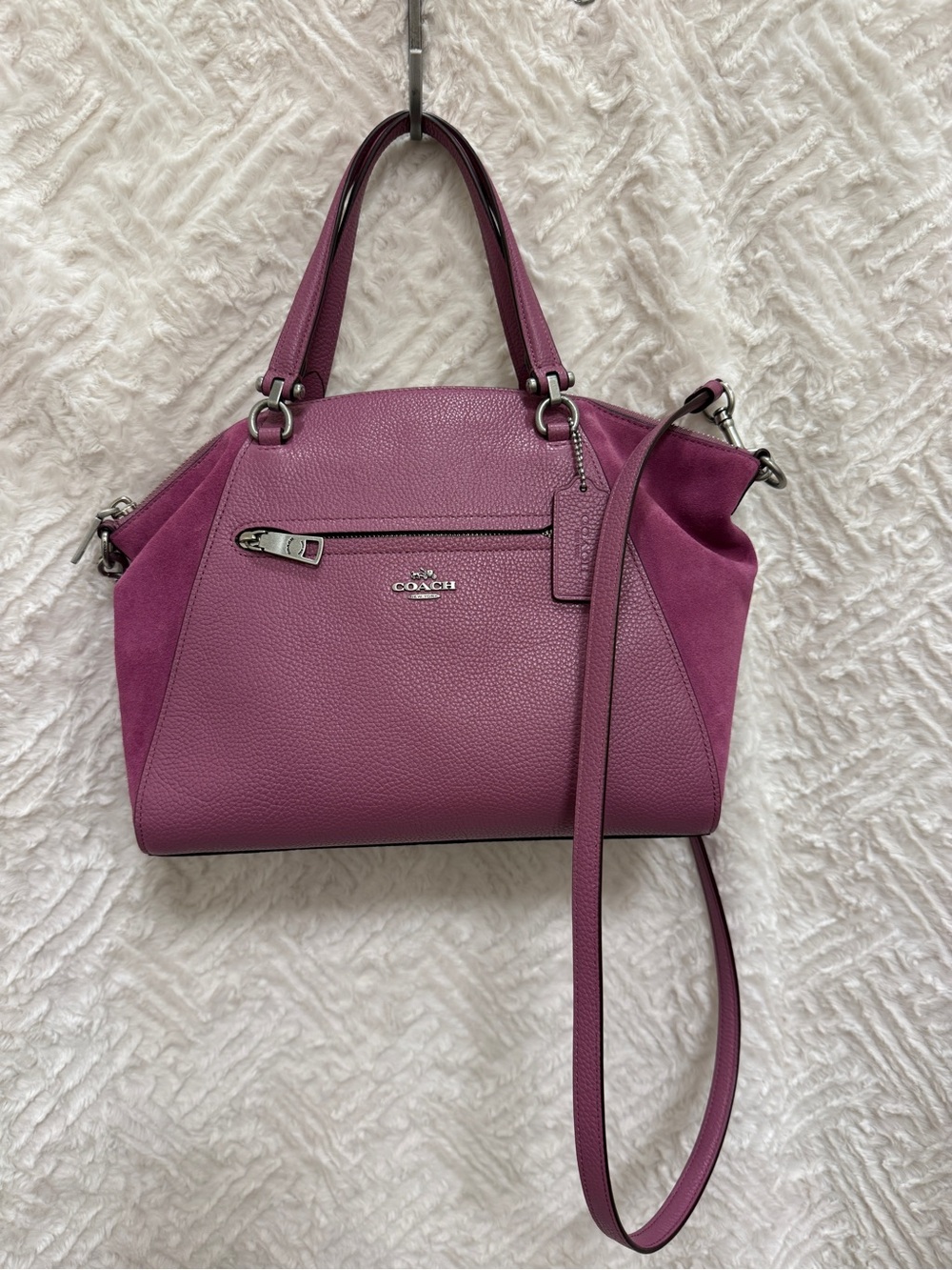 Coach Plum Leather Satchel with Detachable Strap